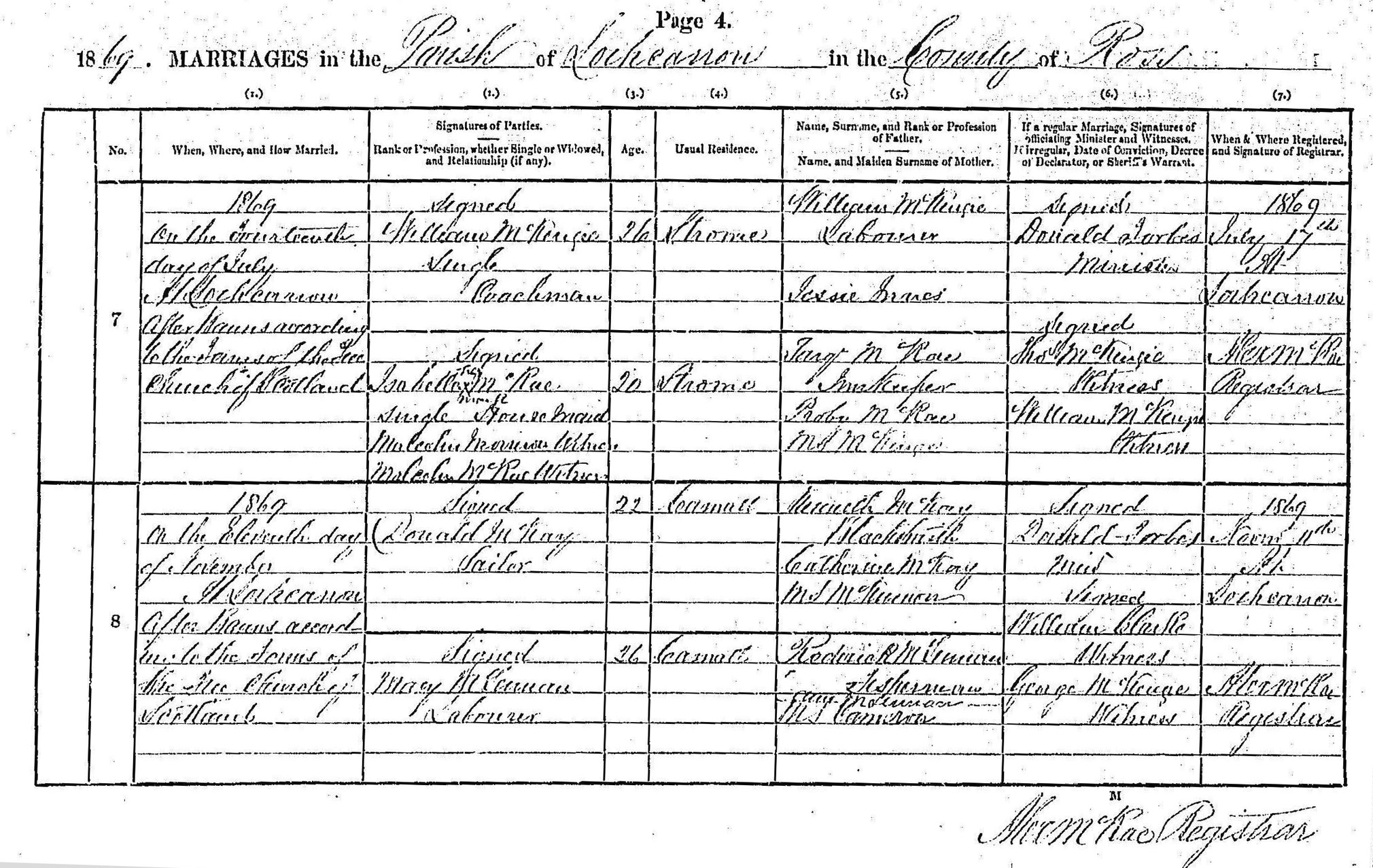 Photo of headstones/Mary McLennan & Donald McKay mg rcd 1869 Lochcarron